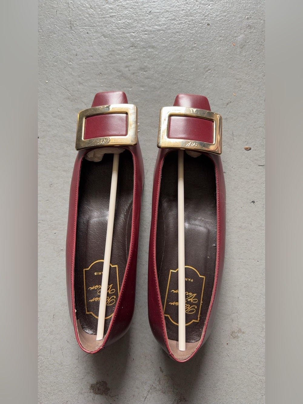 Roger vivier Women's Leather Square-Buckle Flats size 36